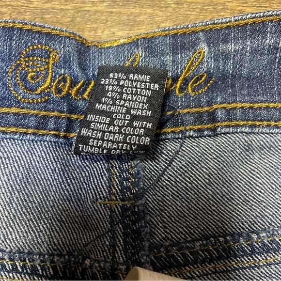 VINTAGE Southpole Jeans Juniors 11 Blue Bootcut Flare Embellished Spellout Y2K - Picture 7 of 12